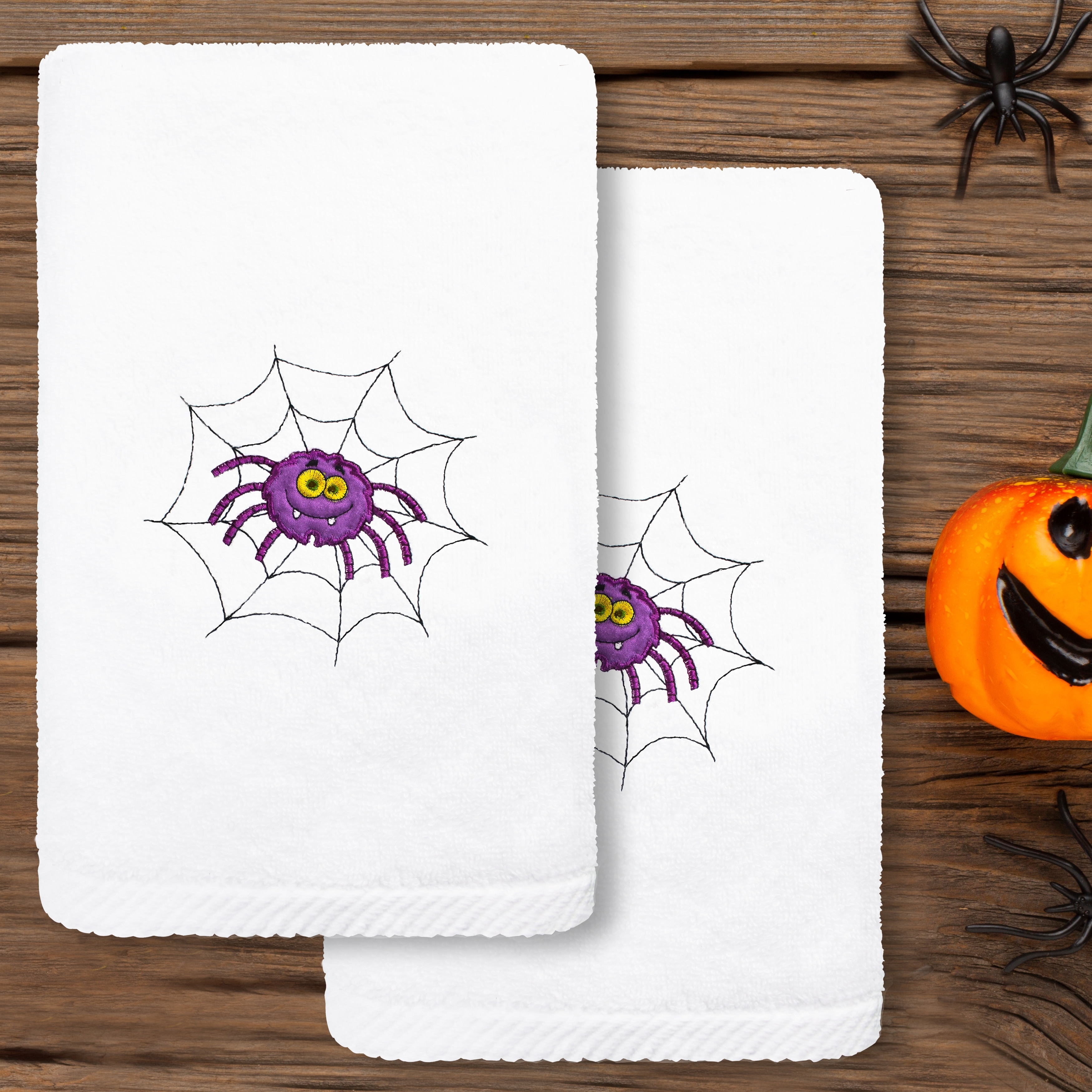 Authentic Hotel and Spa Spider - Embroidered Luxury 100% Turkish Cotton Hand Towels (Set of 2)