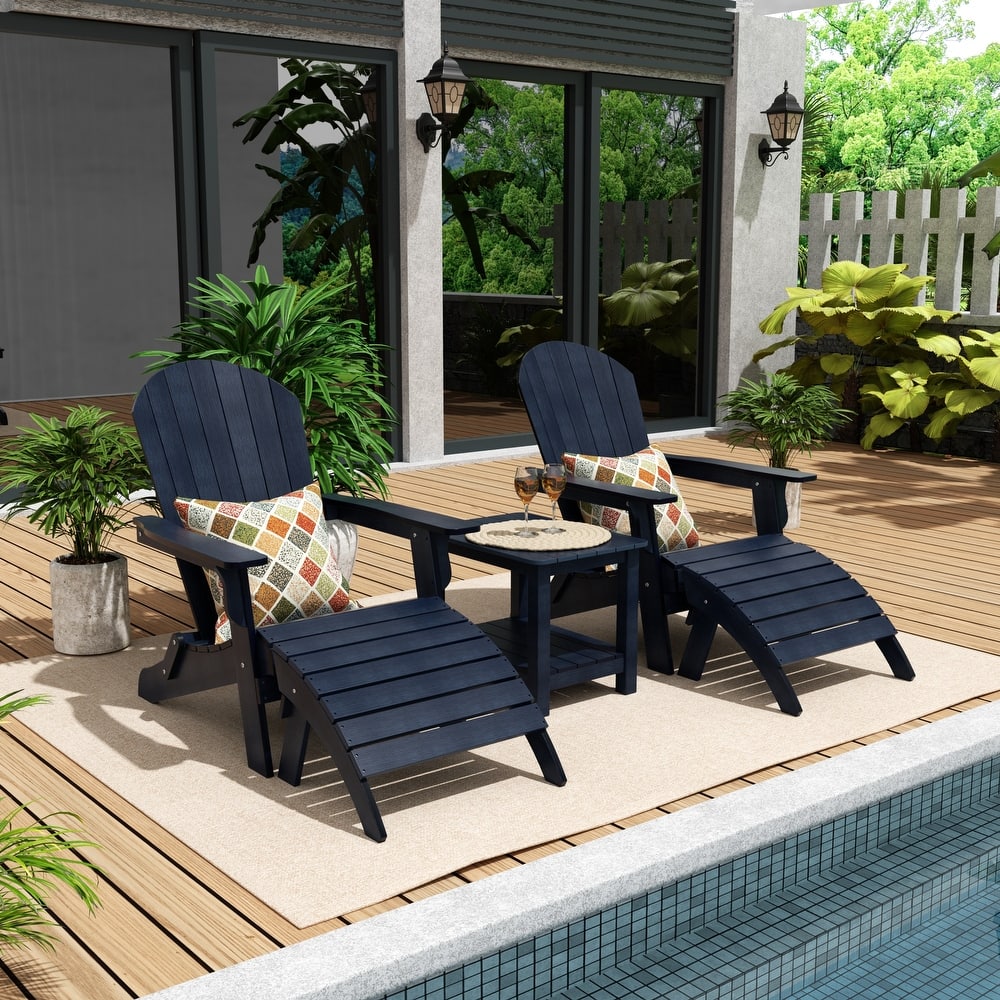 Vineyard HIPS Outdoor Folding Eco-Friendly All Weather Seashell Adirondack Chairs (5-Piece Conversation Set)