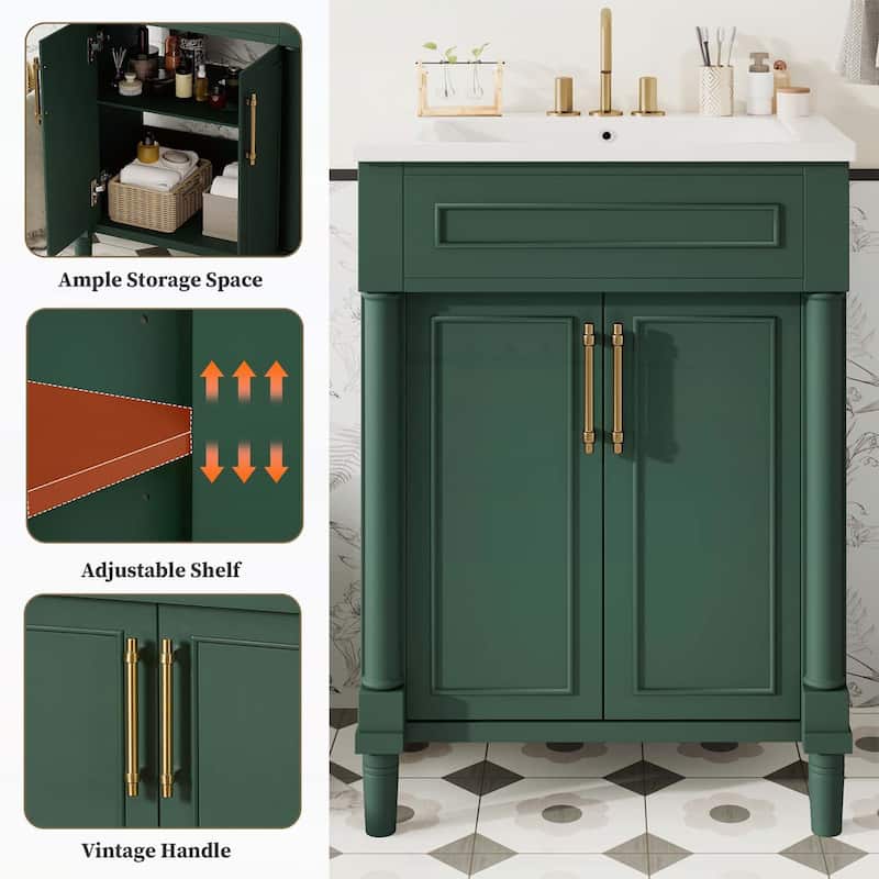 Bathroom Cabinet with 2 Doors,with Integrated Ceramic Sink