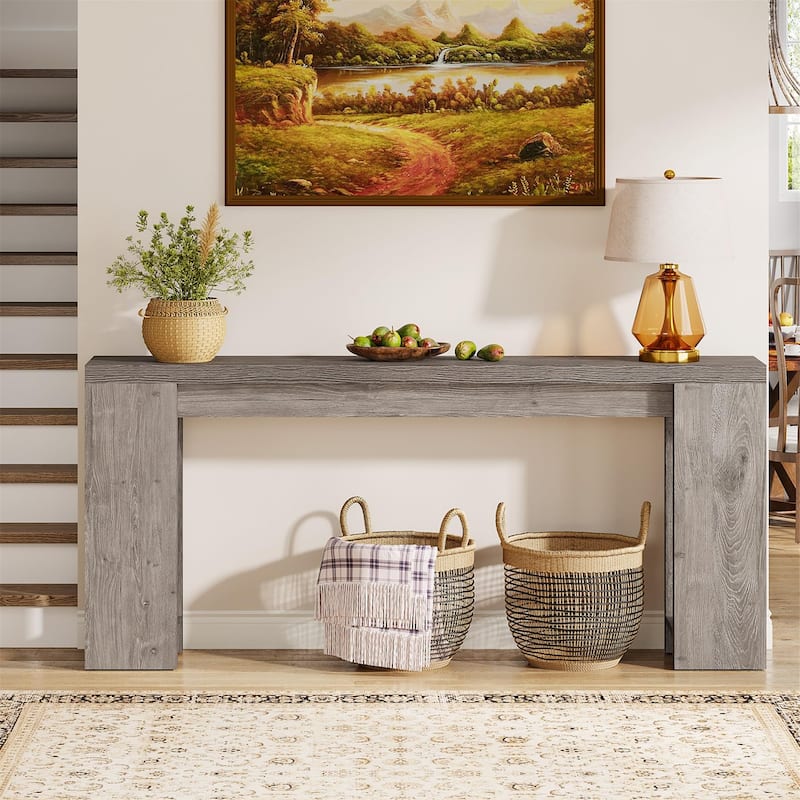 70.9 Inches Long Farmhouse Console Table Sofa Accent Table for Living Room - Grey