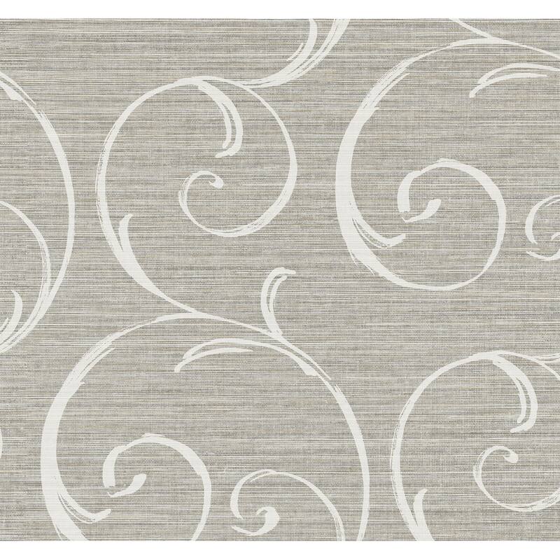 Seabrook Designs Jaiden Horizontal Scroll Unpasted Wallpaper - 27 in. W x 27 ft. L - Ash Grey