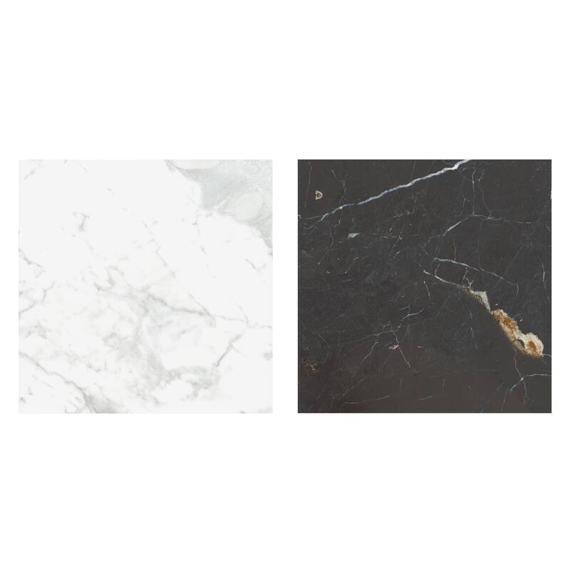 Merola Tile Reve Checker Blanc with Noir 11-3/4" x 11-3/4" Porcelain Floor and Wall Tile