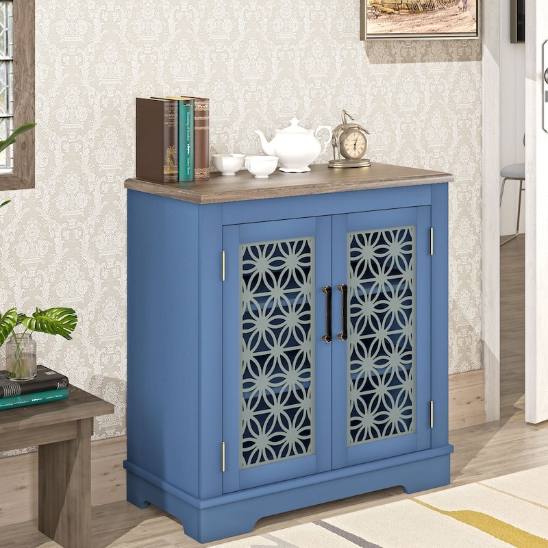 31 in. 2-Door Accent Storage Buffet Cabinet Sideboard - 31" in Width - Blue