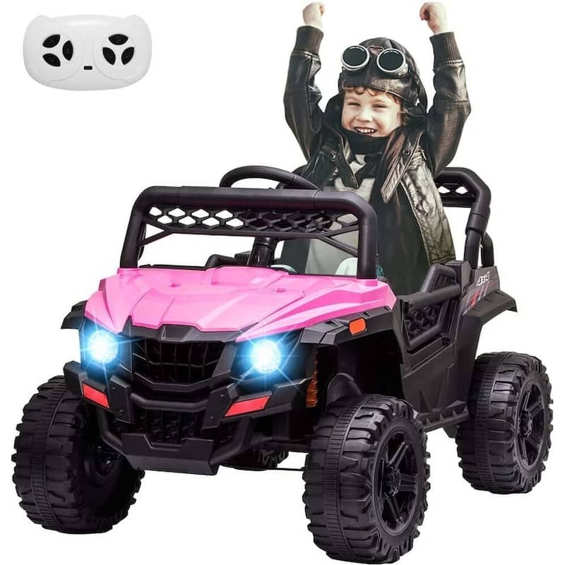Kids Ride On Utv with Remote Control, 390W Double Motors 12V Kids Ride On Car Truck Toddles Electric Vehicle - Kids - Pink