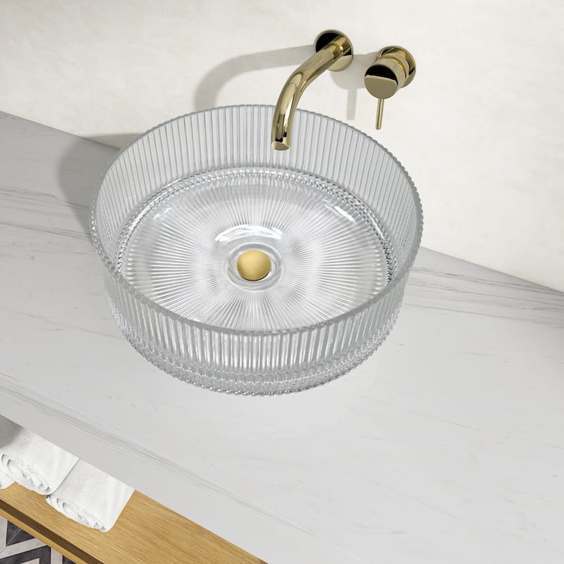 Cowrie Tempered Glass Circular Vessel Bathroom Sink