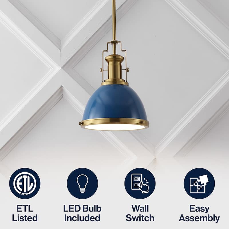 Deere Adjustable Iron/Glass Vintage LED Dome Pendant, by JONATHAN Y