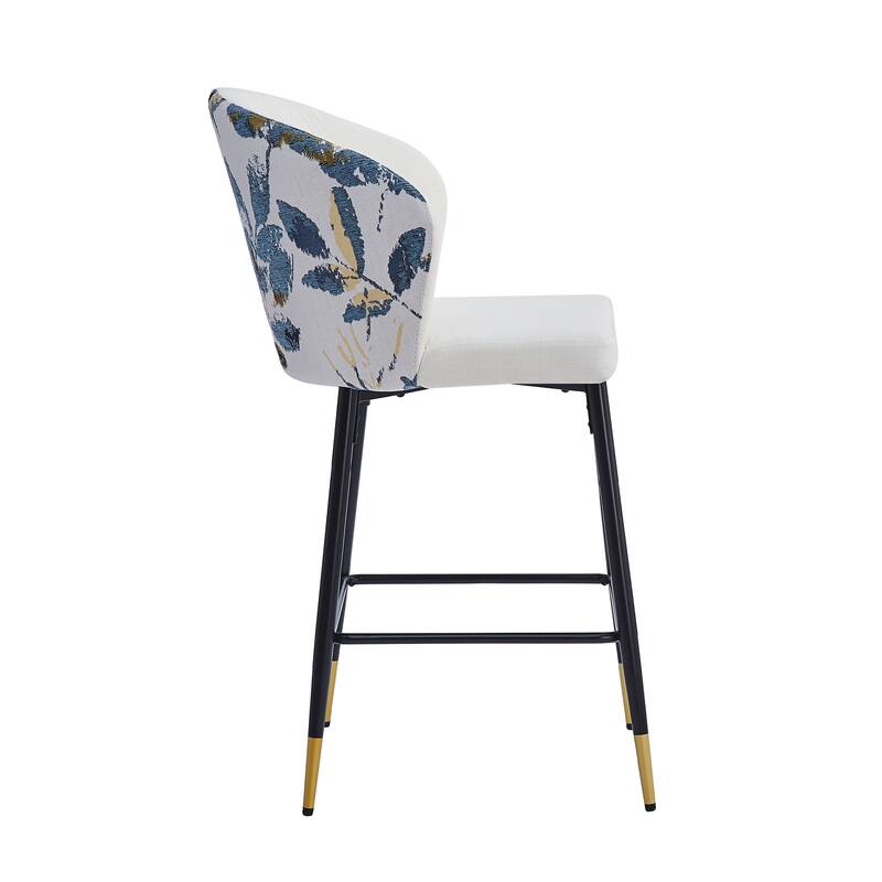 Kaedros 28" Seat Height Upholstered Jacquard Bar Stools with Footrest by Christopher Knight Home