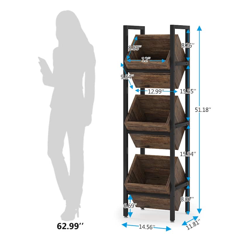 3 Tier Basket Storage Stand for Kitchen Bathroom Living Room