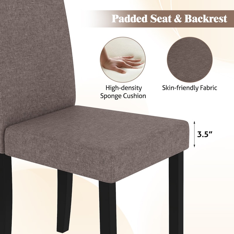 Gymax Dining Chair Set of 2 Fabric Upholstered Rubber Wood Legs Side