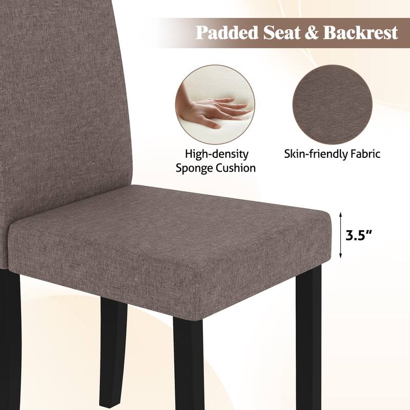 Gymax Dining Chair Set of 4 Fabric Upholstered Rubber Wood Legs Side