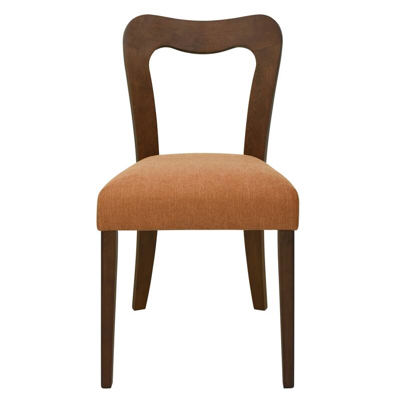 Set of 2 Modern Dining Chairs with Rubberwood Frame and Upholstered Seats - Open Back Armless Design