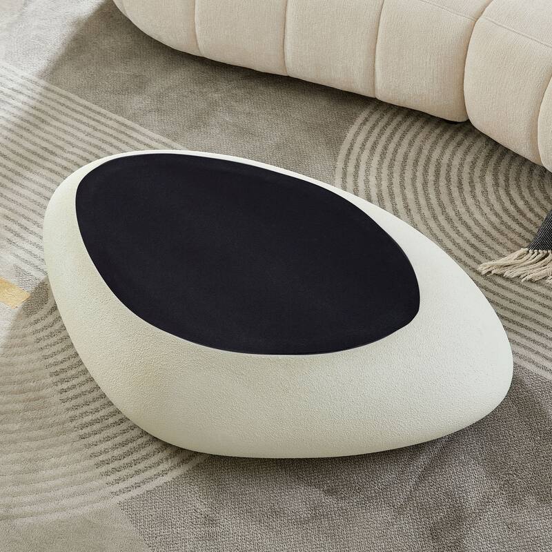 47.24" Fiberglass Oval Faux Matte Rocks Coffee Table