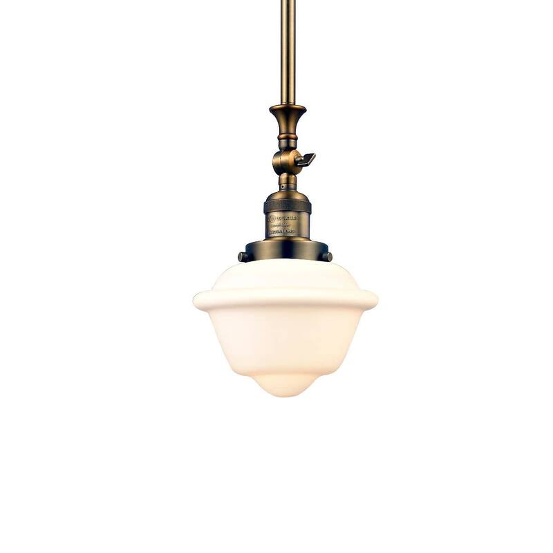 Innovations Lighting Small Oxford Single Light 8" Wide Mini Pendant - Brushed Brass / Matte White Cased