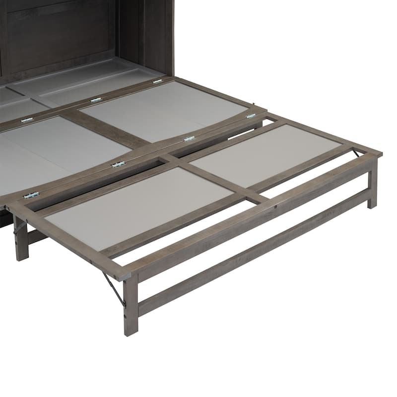 Grey Antique Queen Murphy Bed with Charging Station