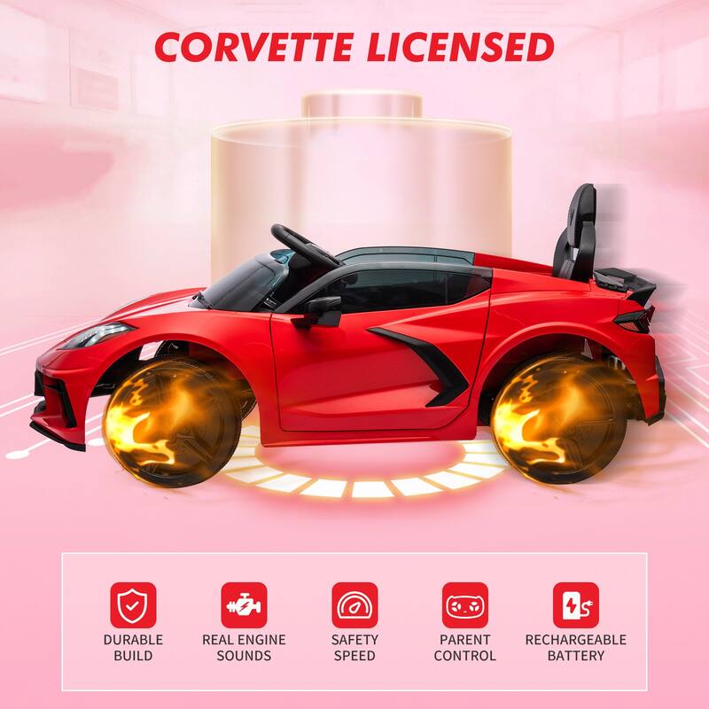 12V Kids Ride On Car Sports Licensed Corvette Electric Car Toy for Kids Best Gifts