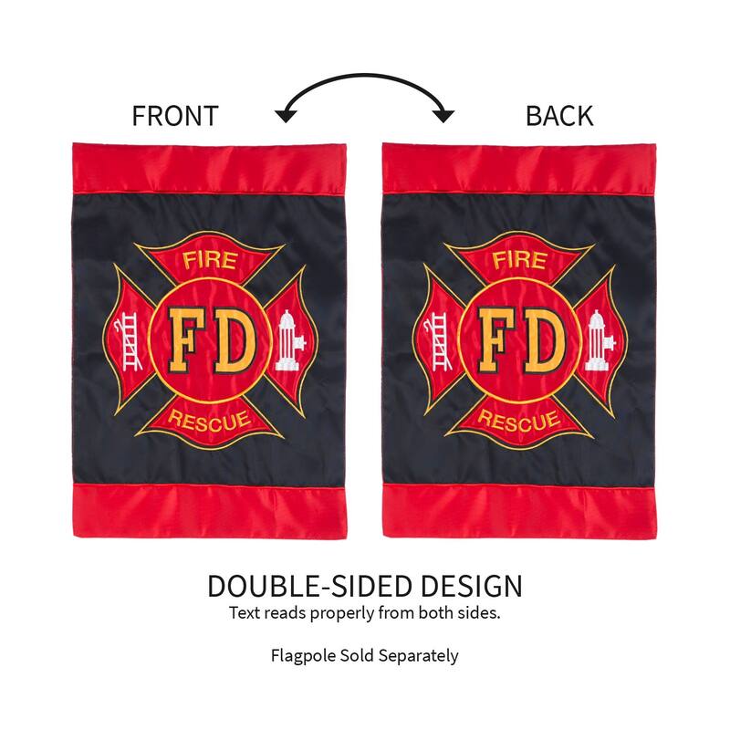 12.5 in. x 18 in. Fire Department Garden Applique Flag