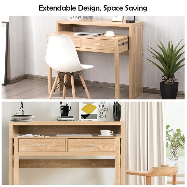 Extendable Computer Desk With Pull Out Secondary Desk Natural On Sale Overstock 30745651 Besides, the spacious top surface is ideal for displaying plants. usd