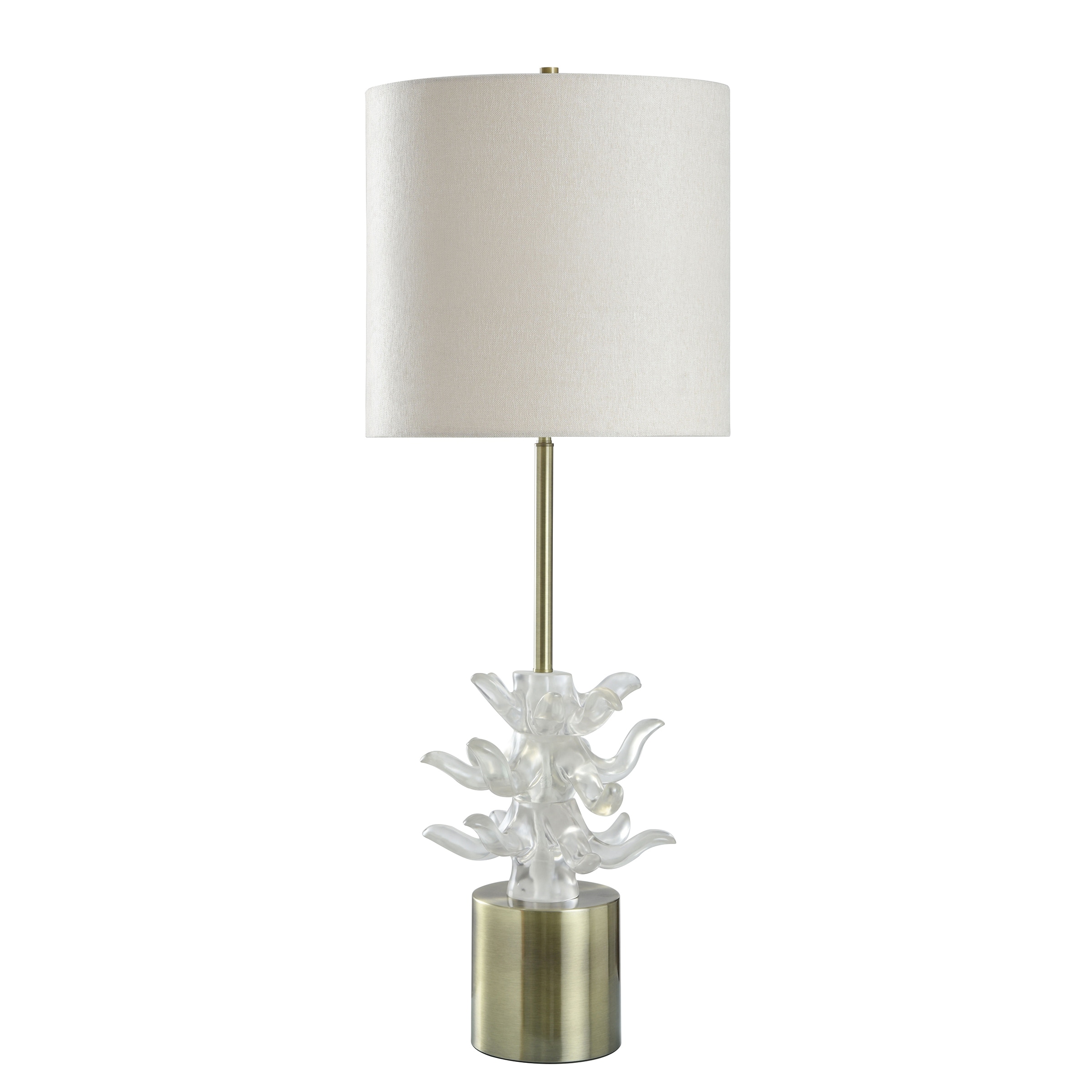 Harp & Finial Waverly Table Lamp - Antique Brass & Clear