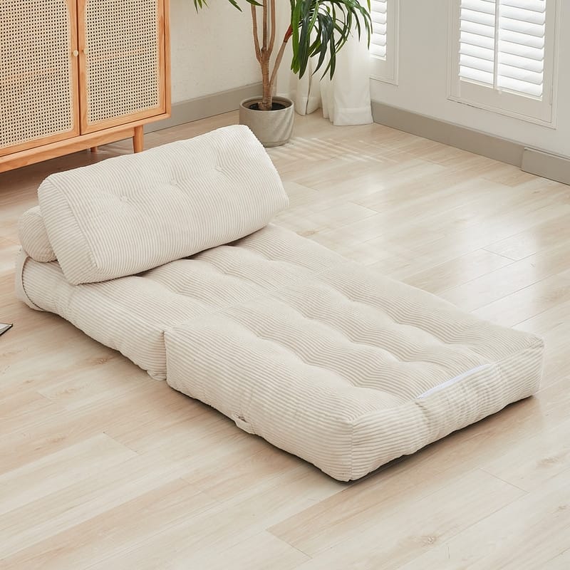 Mixoy W32''/W50'' Corded Velvet Fabric Folding Floor Lazy Futon Sofa Bed