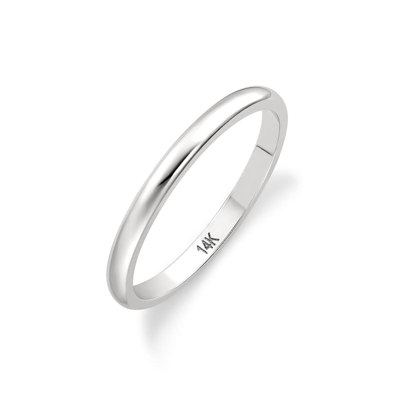 Clover White Gold High-Polish Classic Wedding Band 2-3mm - 14k - 9.5 (2mm)