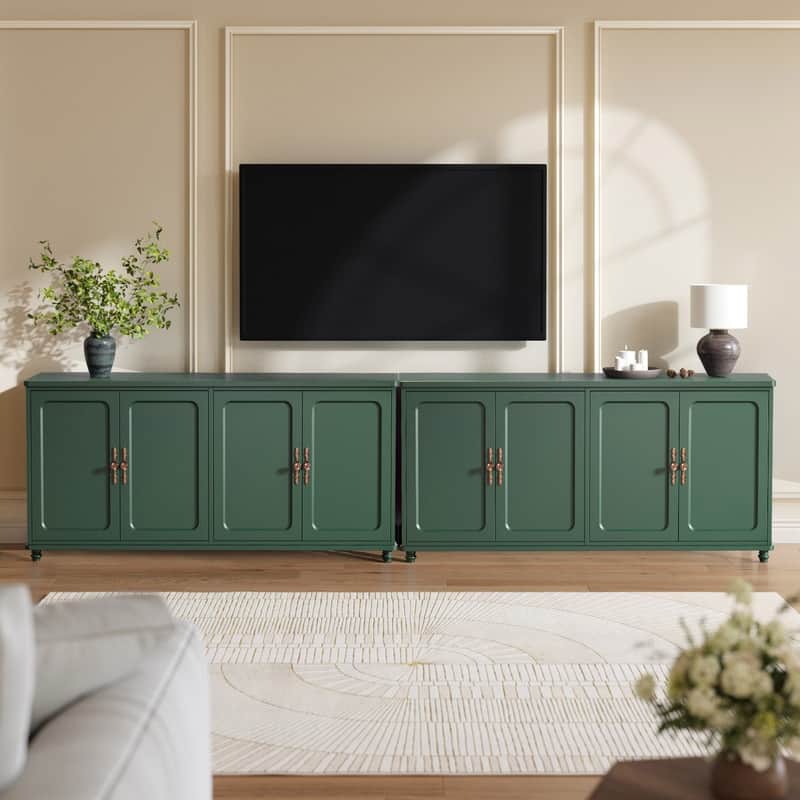 Mid Century Modern 60" Sideboard Cabinet with Adjustable Shelves and 4 Doors