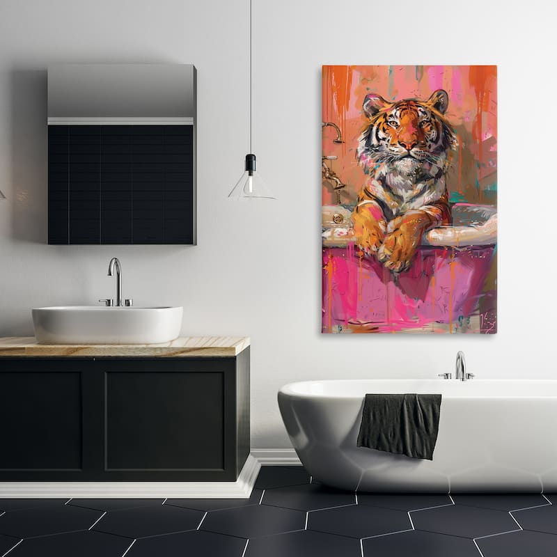 Stupell Fresh Abstraction Tiger in Bathtub Canvas Wall Art Design By LSR Design Studio