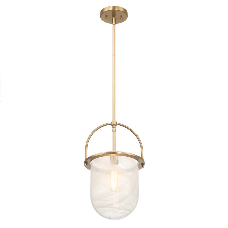 Beatrice Handmade Marbleized Glass and Metal Ceiling Light - 10.1"L x 10.1"W x 17.6"H