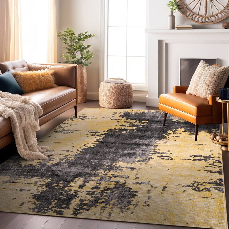 World Rug Gallery Abstract Design Distressed Blue Area Rug