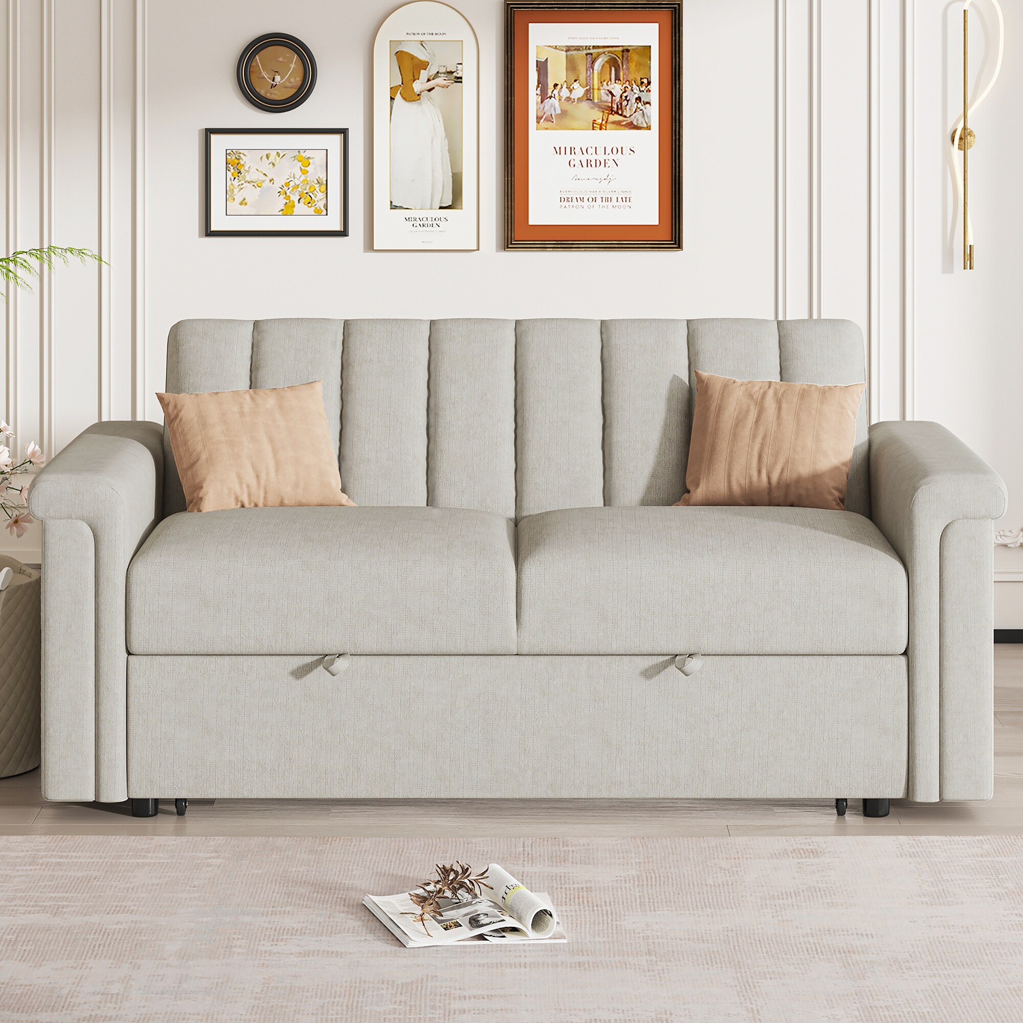 Convertible Sofa Bed with Adjustable Recline and Hidden Bed