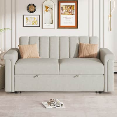Dual-Function Sofa Bed with Adjustable Backrest, Durable Frame, Corduroy Upholstery, and Twin Sleeper Function for Living Room