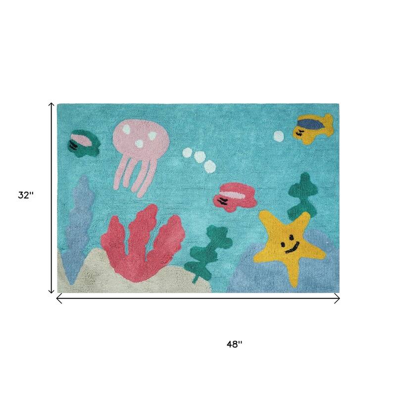HomeRoots Juvenile/Youth Contemporary Rectangle Area Rug - 48.00 in. x 32.00 in. x 0.30 in.