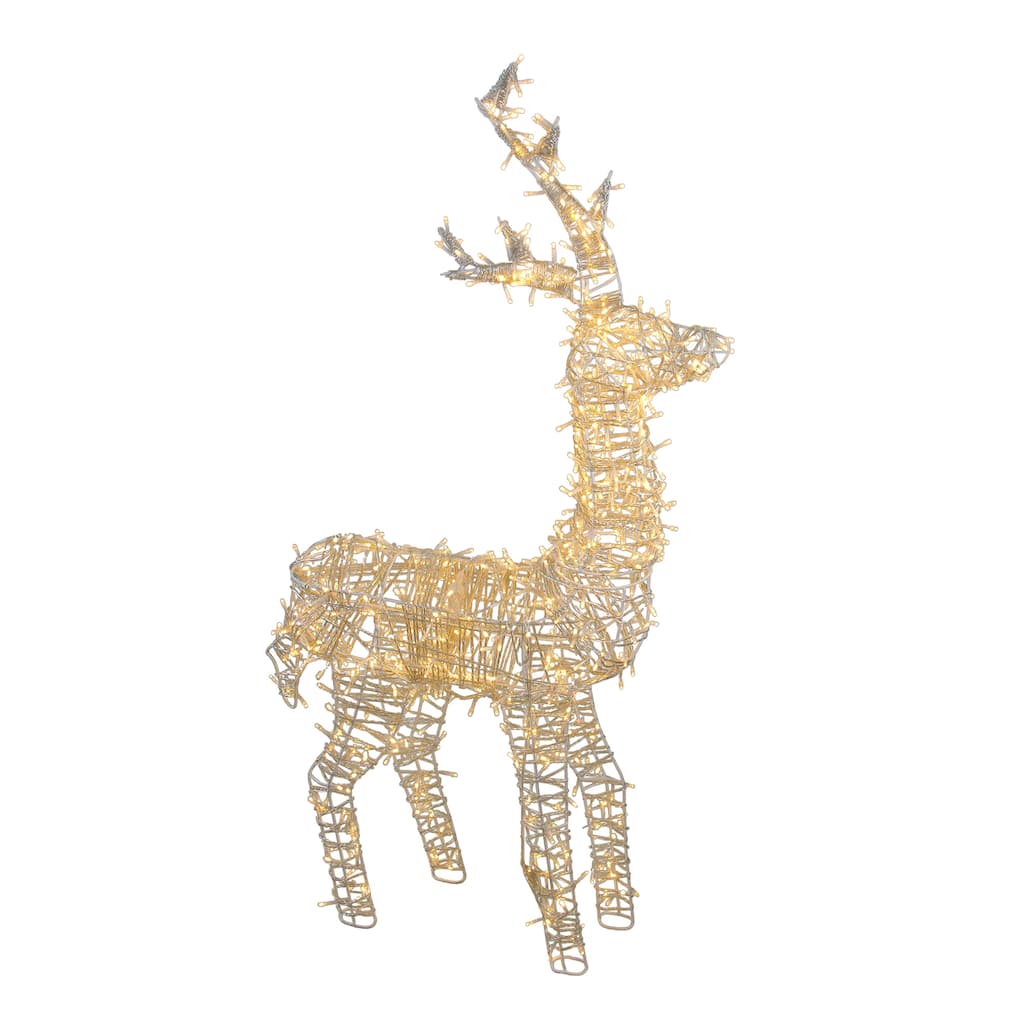 48" White LED Upright Standing Reindeer Christmas Outdoor Decoration