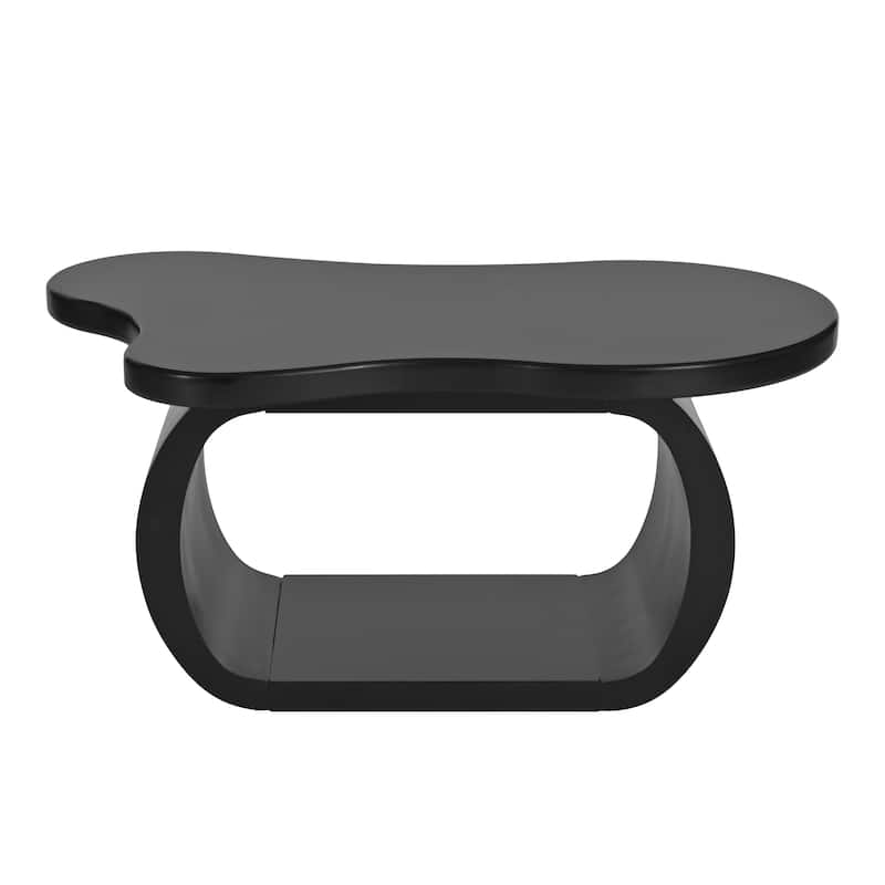 Modern Cloud Coffee Table with Thick Tabletop and Curved Legs, Cream Style Accent Table - 39.3" W × 23.6" D × 17.7" H - Black