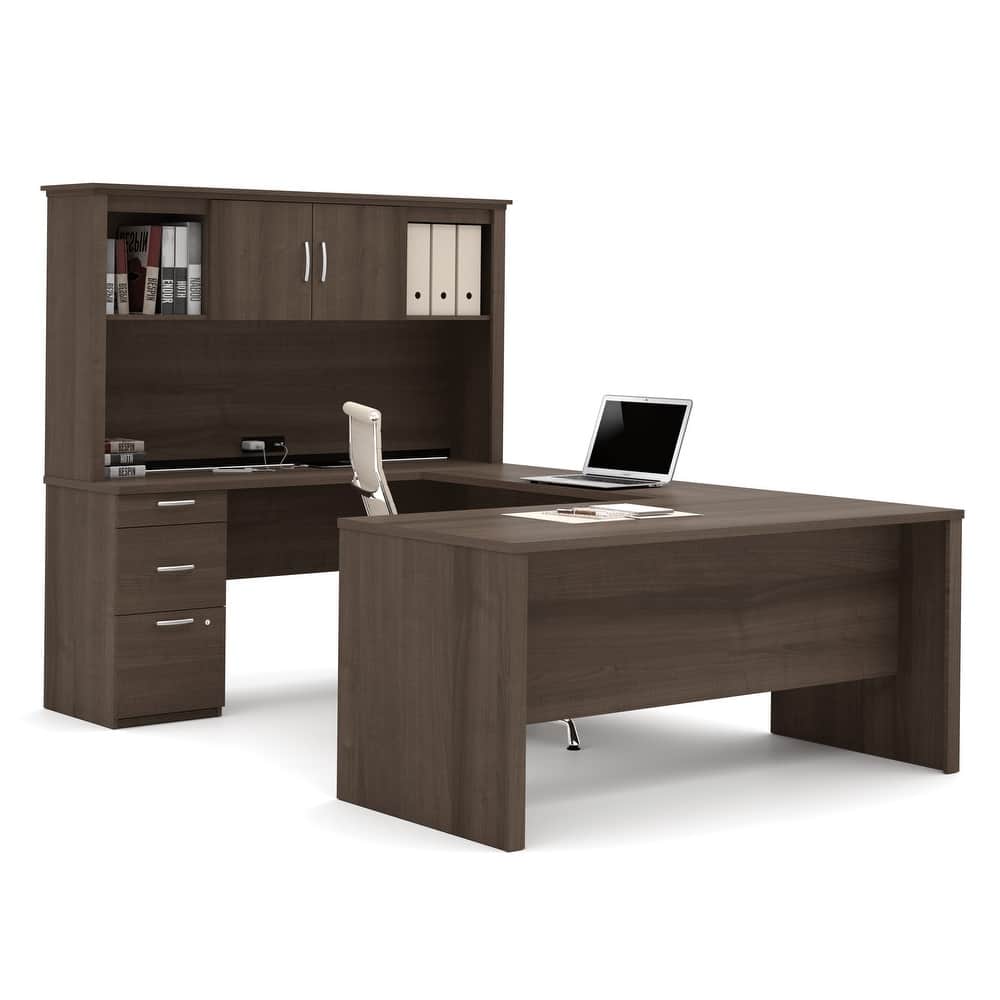 Logan U or L-Shaped Executive Office Desk with Hutch by Bestar