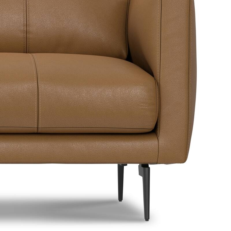 WYNDENHALL Danbury 60 inch Wide Genuine Leather Loveseat Sofa