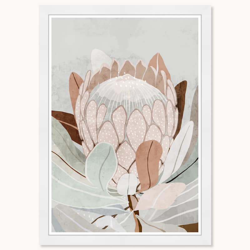 Wynwood Studio Blossoming Flora Framed Boho Floral 1 Piece Canvas Wall Art - 15 x 21 - White