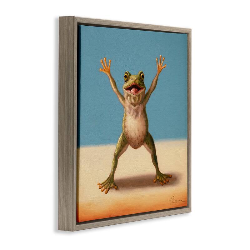 Stupell Motivational Exercise Frog Framed Floater Canvas Wall Art Design By Lucia Heffernan