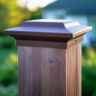 Squared Top Outdoor Aluminum Post Cap - 8" - Bronze Finish