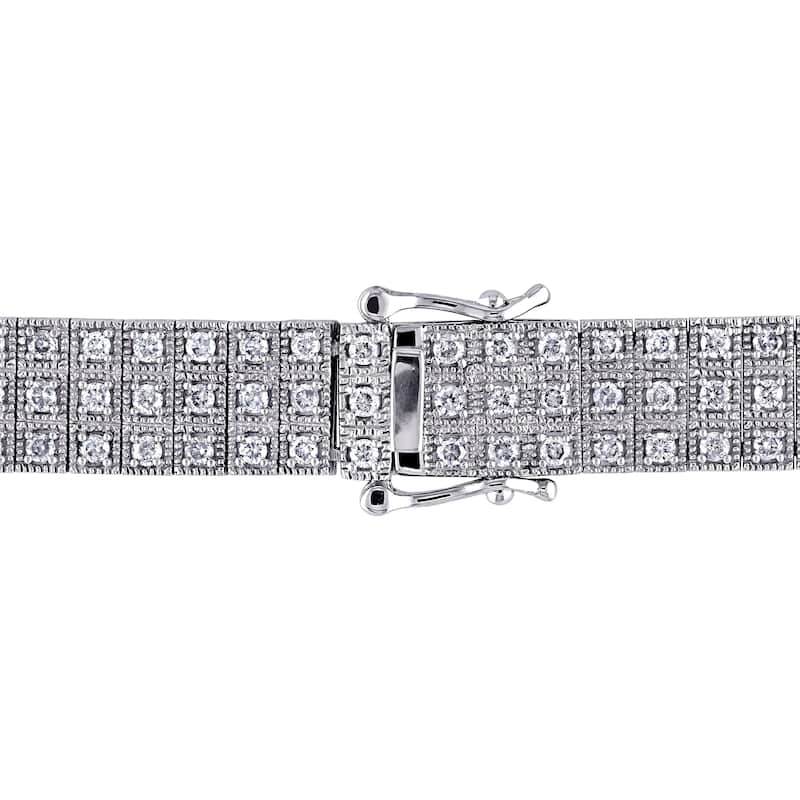 Miadora 2 7/8ct TW Triple Row Diamond Bracelet in 10k White Gold