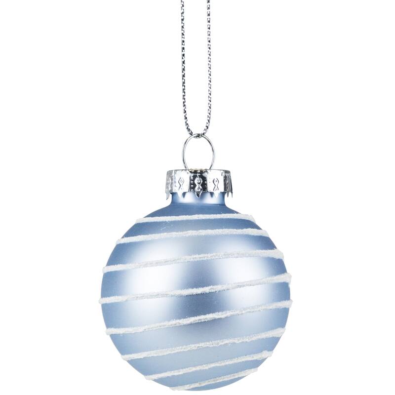12ct Light Blue Glitter Textured Glass Christmas Ball Ornaments 1.75"