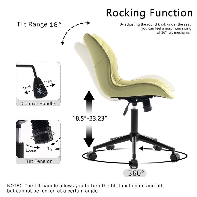 Faux Leather Office Chair with Wheels, Upholstered Task Chair