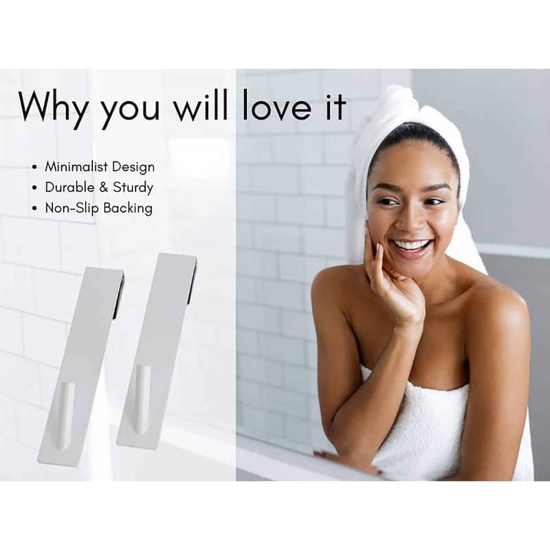 Shower Door Hooks Easy to Install for Frameless Glass Shower Doors - 7"L x 1.3"W x 0.10"D