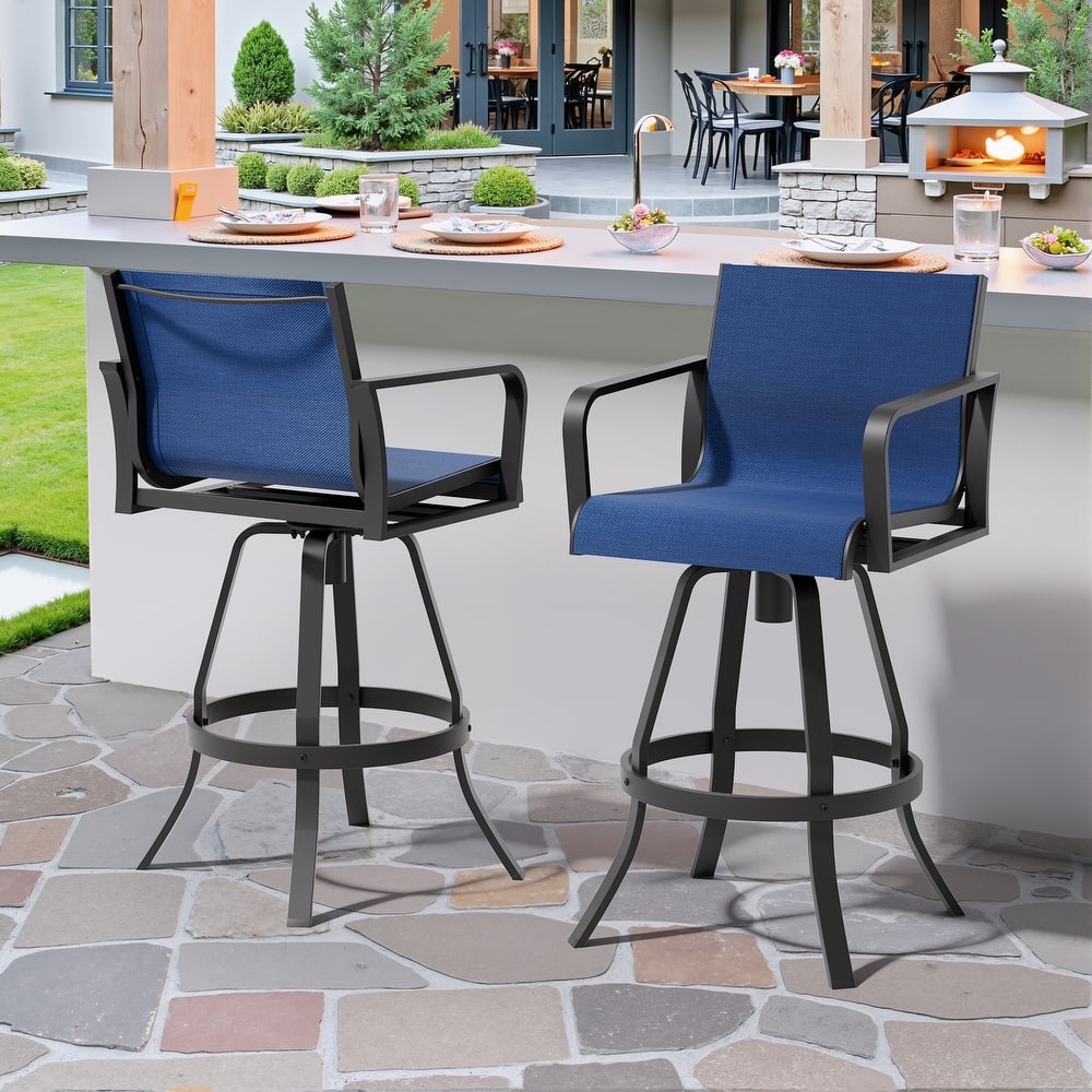 Outdoor Patio Aluminum Barstools Bar Height Bar Stools Swivel Bar Chairs Set of 2/4