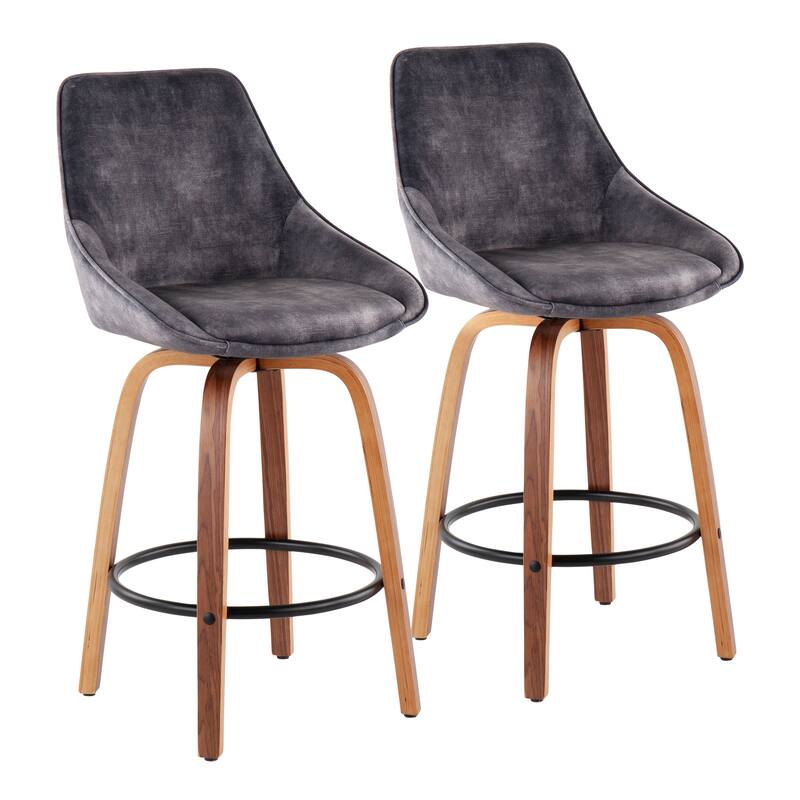 Carson Carrington Alba Velvet Counter Stool with Black Round Footrest (Set of 2)