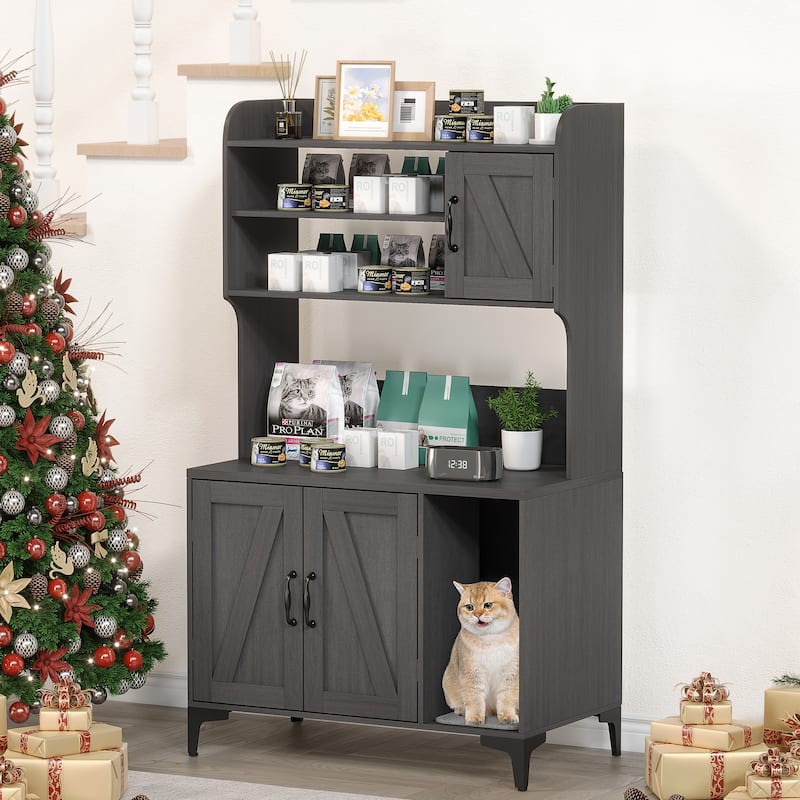 Cat Litter Box Furniture with Shelf Storage