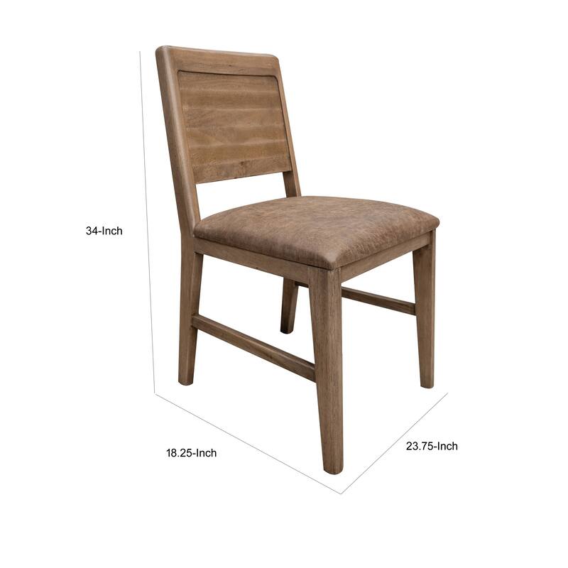 Okai Dining Side Chair Set of 2, Panel Backrest, Padded, Brown Solid Wood