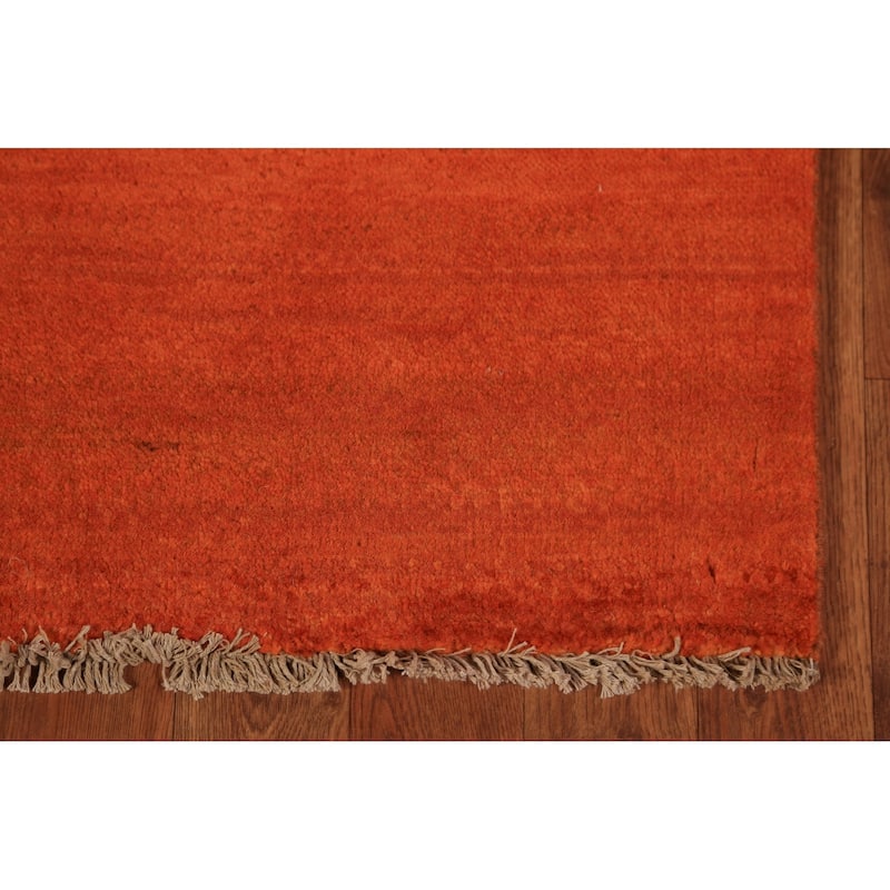 Orange Modern Gabbeh Oriental Rug Handmade Wool Carpet - 3'4" x 6'5"