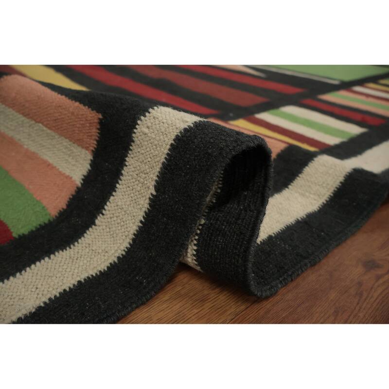 Hand Woven Oriental 100% Wool Carpet Southwestern Modern Multi-Colored Kilim Area Rug - 11' 7'' X 8' 10''