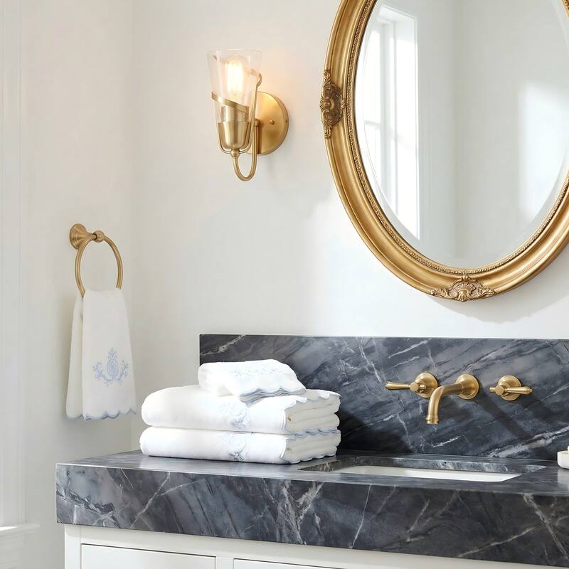 5" Modern Gold Arch Seeded Glass Vanity Wall Light Sconce