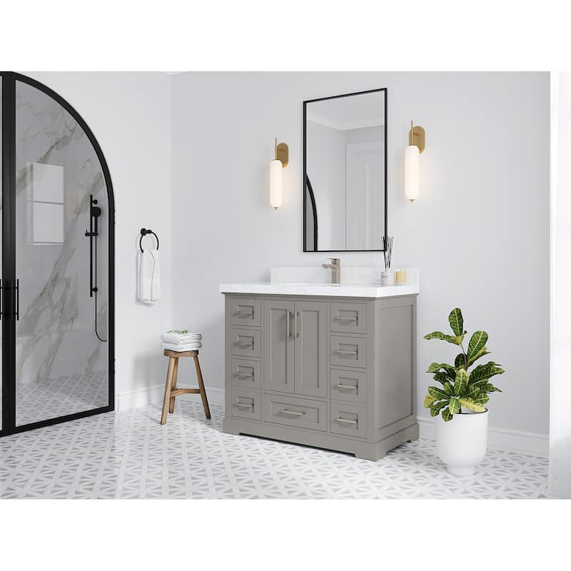 Willow Collection 42 in W x 22 in D x 36 in H Boston Single Bowl Sink Bathroom Vanity with Countertop